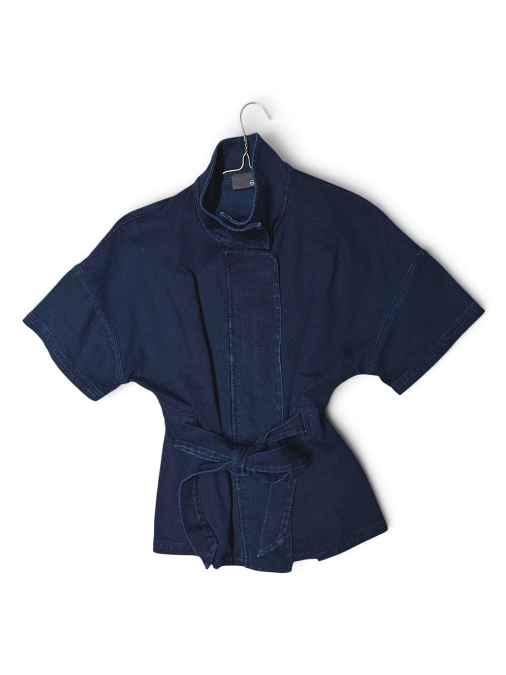 AG Adriano Goldschmied Denim Lepi Indigo Short Sleeve Wrap Jacket Cape Size S